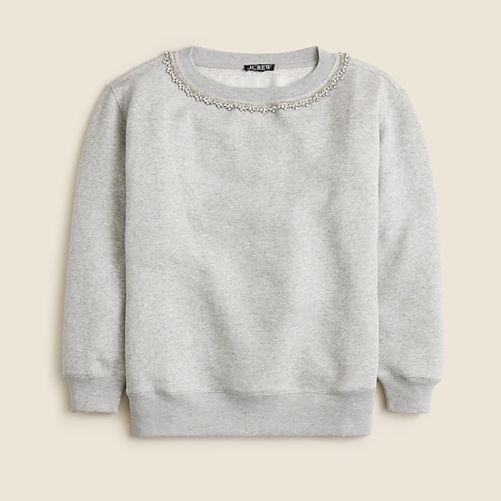 J. Crew Heritage Fleece Crewneck Sweatshirt with Embellishments - Picture 4 of 9